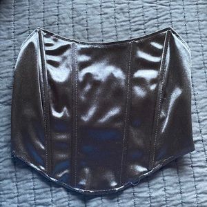 Black satin corset crop top